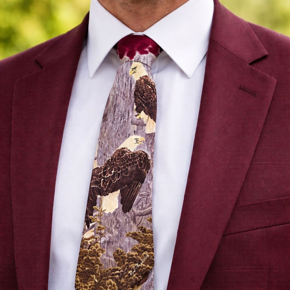 Rod Frederick “The Nesting Call” Bald Eagle Silk Tie Endangered Species USA